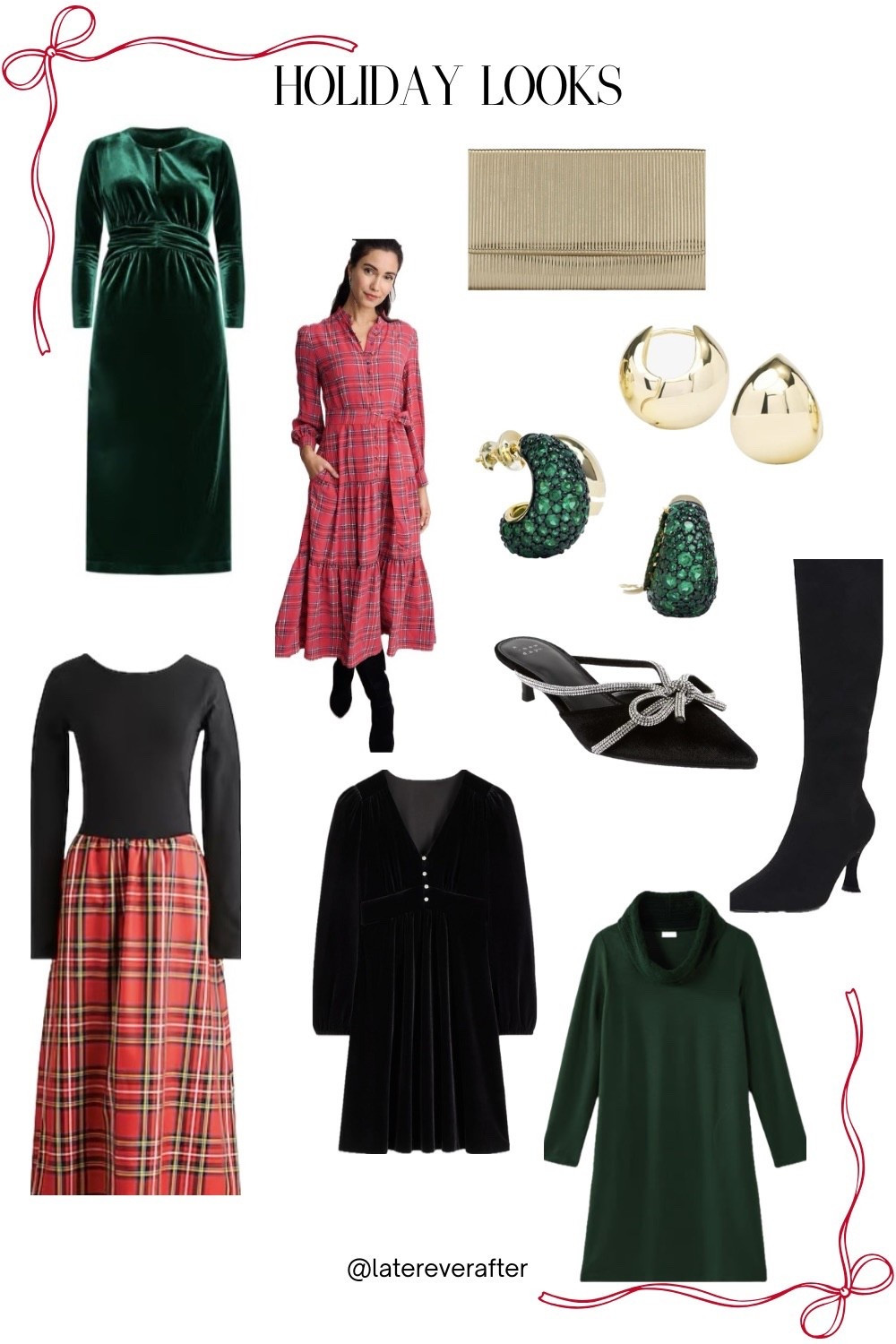 Holiday looks, velvet dress, tartan dress, green dresses 

#LTKHoliday #LTKOver40 #LTKGiftGuide