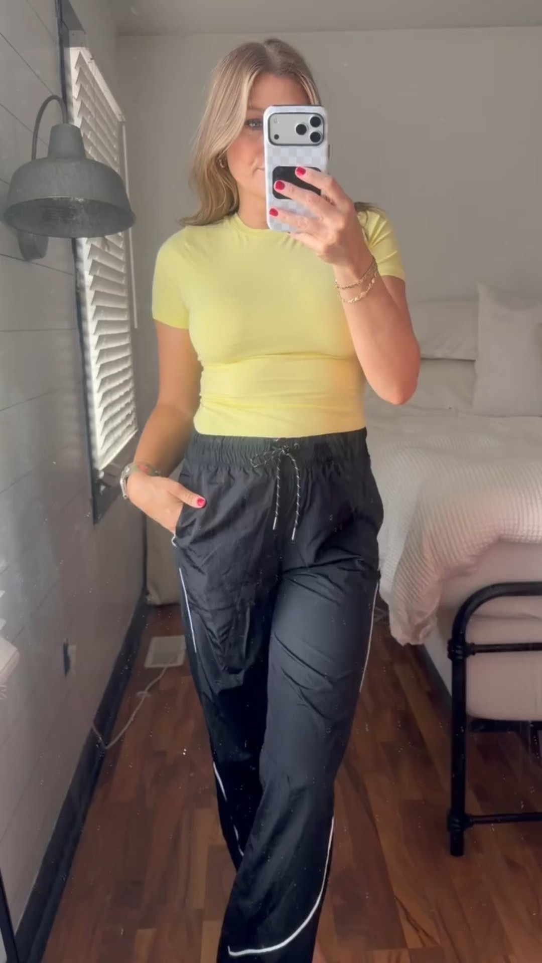 This yellow fitted tee paired with these baggy drawstring pants is such a fun and easy outfit. The lightweight windbreaker style material makes them perfect for travel days or running errands while still looking put together.
yellow fitted t shirt, baggy drawstring pants, amazon windbreaker pants, casual sporty outfit, travel day outfit, athleisure outfit idea, lightweight summer outfit, comfy everyday style, relaxed casual look, effortless sporty style, SavannahK

#LTKActive #LTKTravel #LTKmomlife