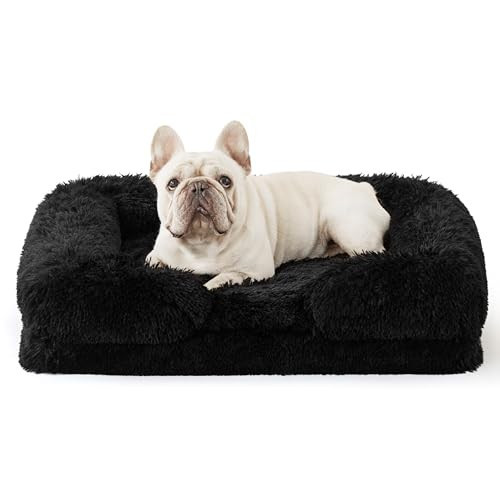 Bedsure Orthopedic Dog Bed for Medium Dogs - Calming Waterproof Dog Sofa Beds Medium, Supportive Foam Pet Couch Bed with Removable Washable Cover, Waterproof Lining and Nonskid Bottom, Black | Amazon (US)