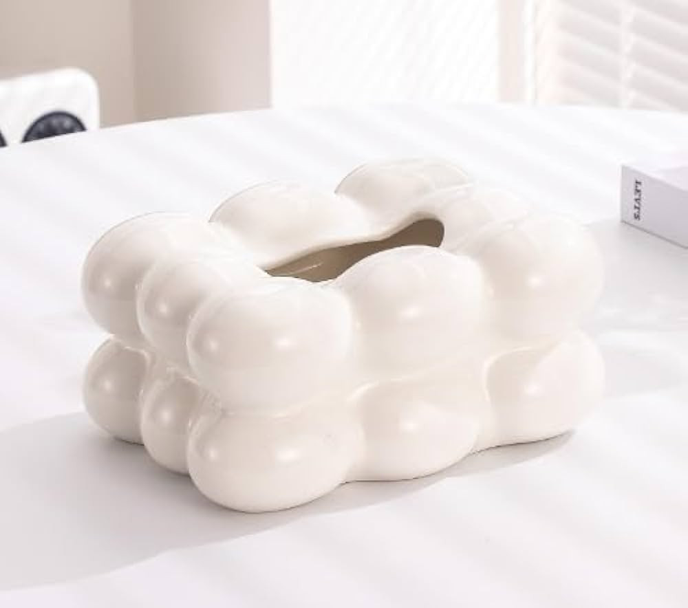 Tissue Box Cover, Ceramic Tissue Holder, Facial Tissue Box for Sink Counters, Desks, Bathroom Van... | Amazon (US)