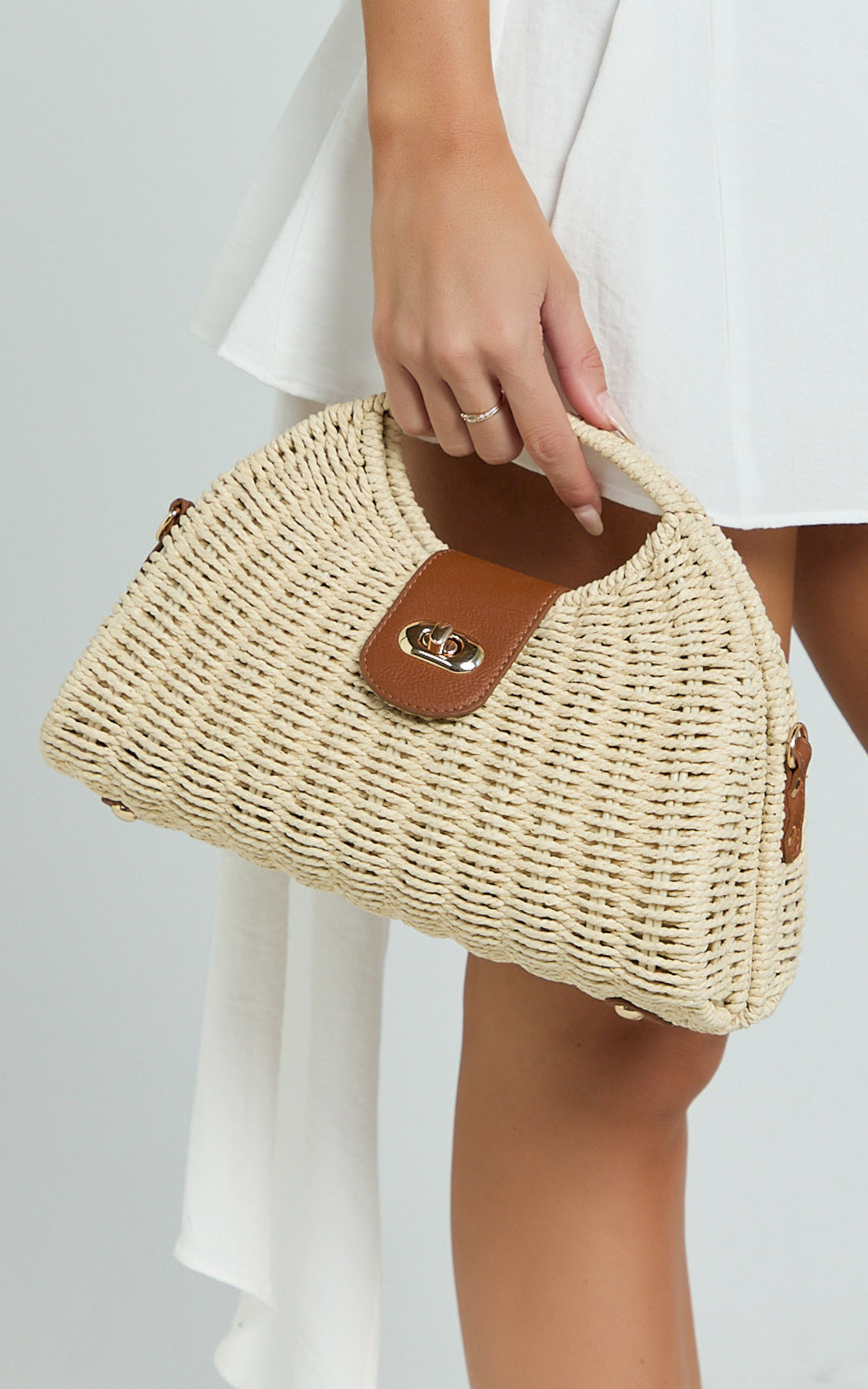 Ebony Bag - Straw Crossbody Bag in Tan | Showpo (ANZ)