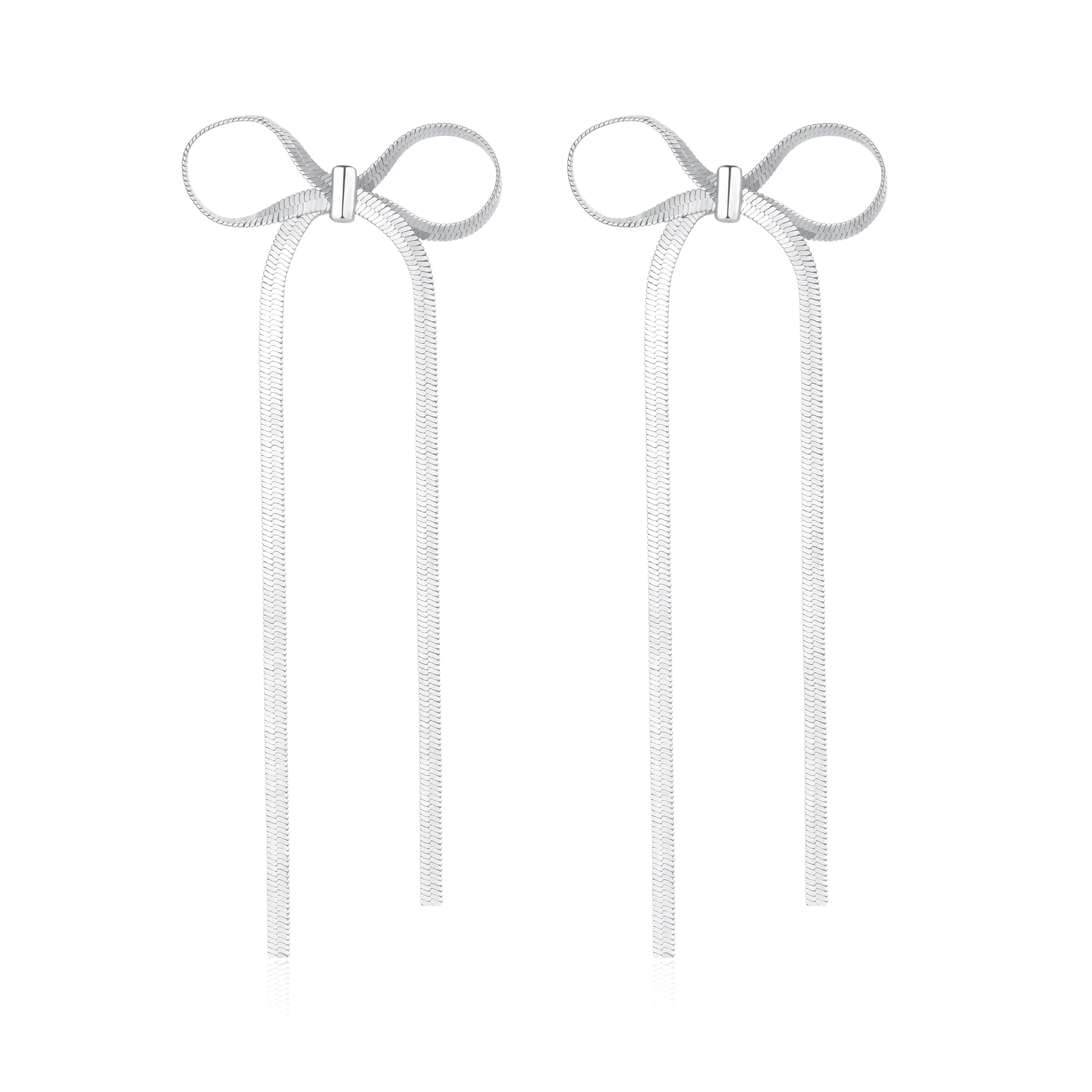 Apsvo Silver Bow Drop Dangle Women Girls Earrings,Tassel Dangly Chain Earrings Bow Ribbon Christm... | Walmart (US)