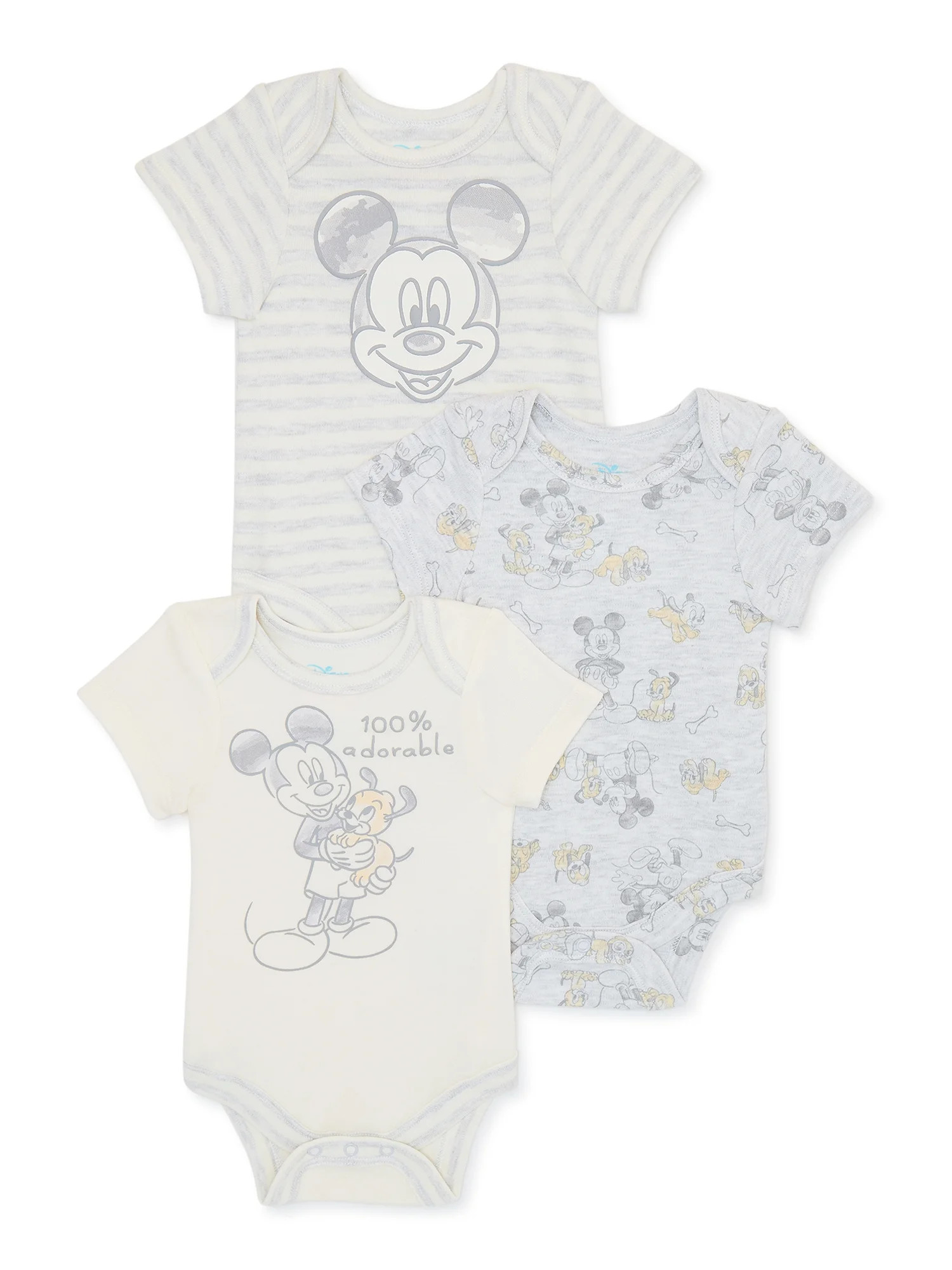 Mickey Mouse Infant Bodysuits, 3-Pack, Sizes 0/3M-24M, 3-Pack | Walmart (US)