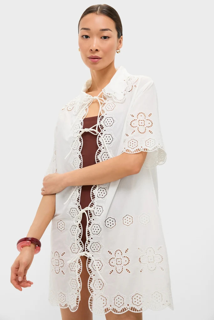 White Babette Eyelet Swim Tie Front Coverup | Tuckernuck (US)