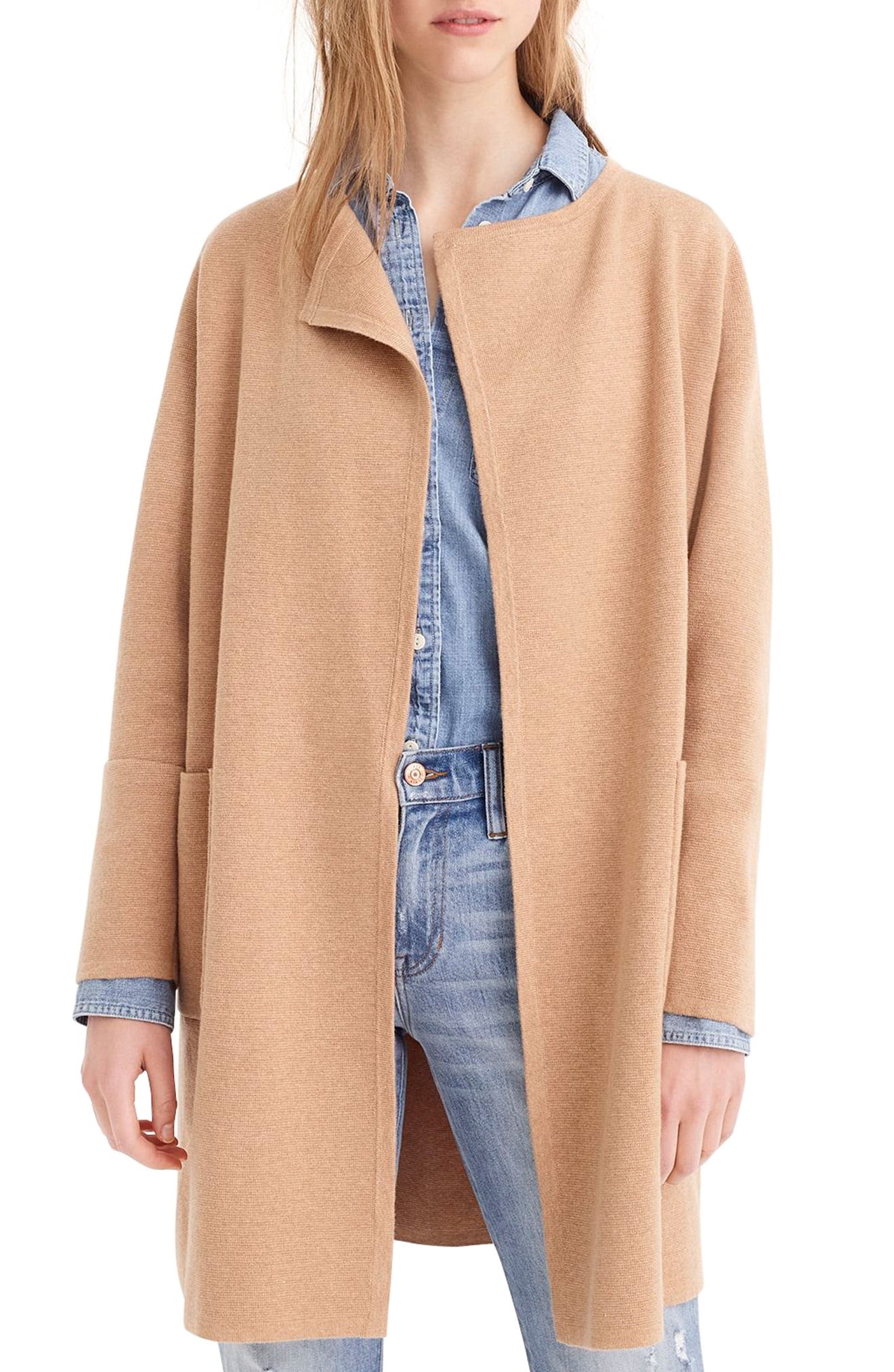 Women's J.crew Juliette Collarless Sweater Blazer, Size Medium - Brown | Nordstrom