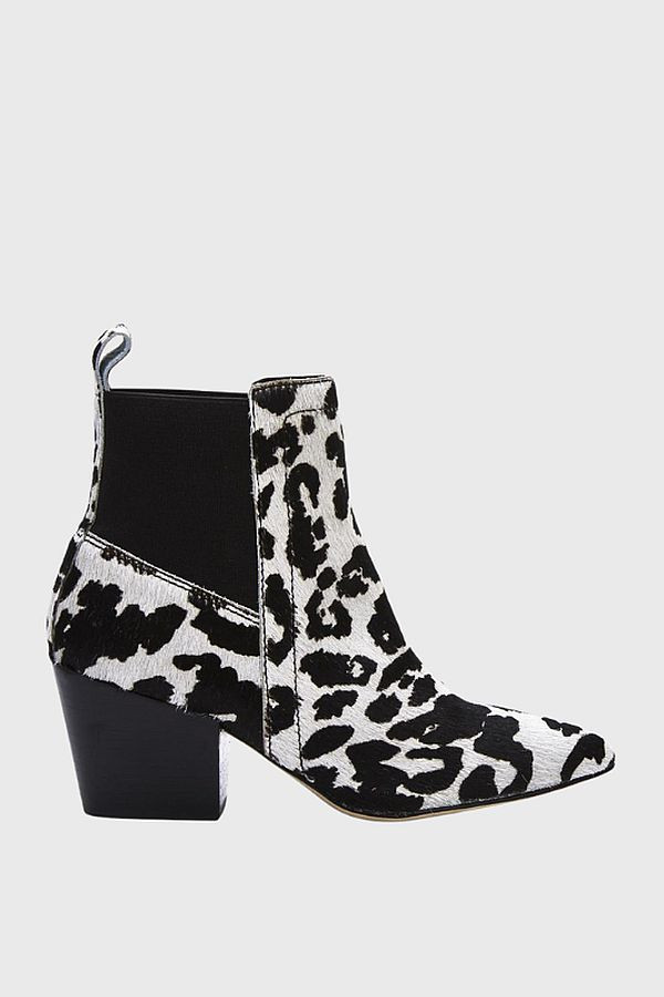 Matisse Footwear | Harper Western Bootie - black/white cow spot | The Lobby