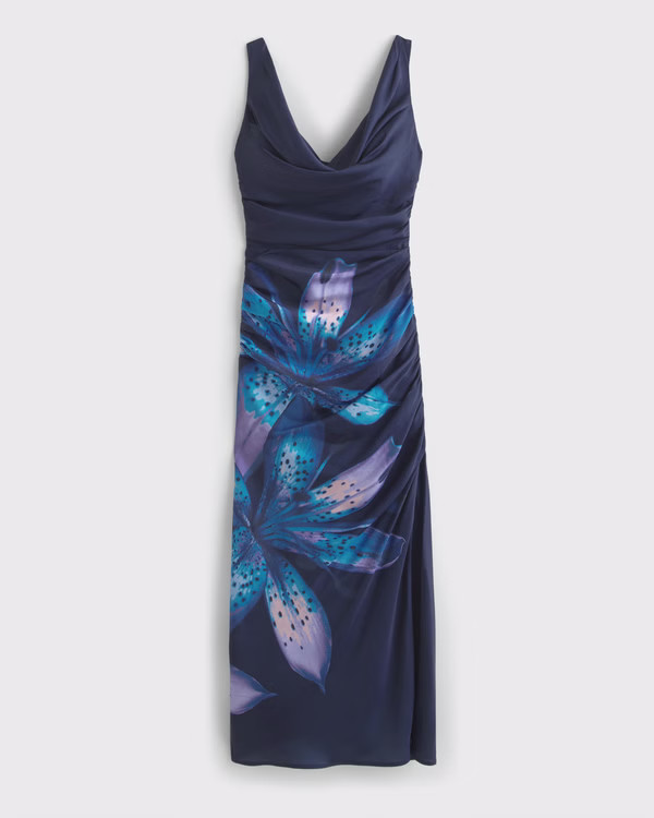 Cowl Neck Draped Maxi Dress | Abercrombie & Fitch (US)