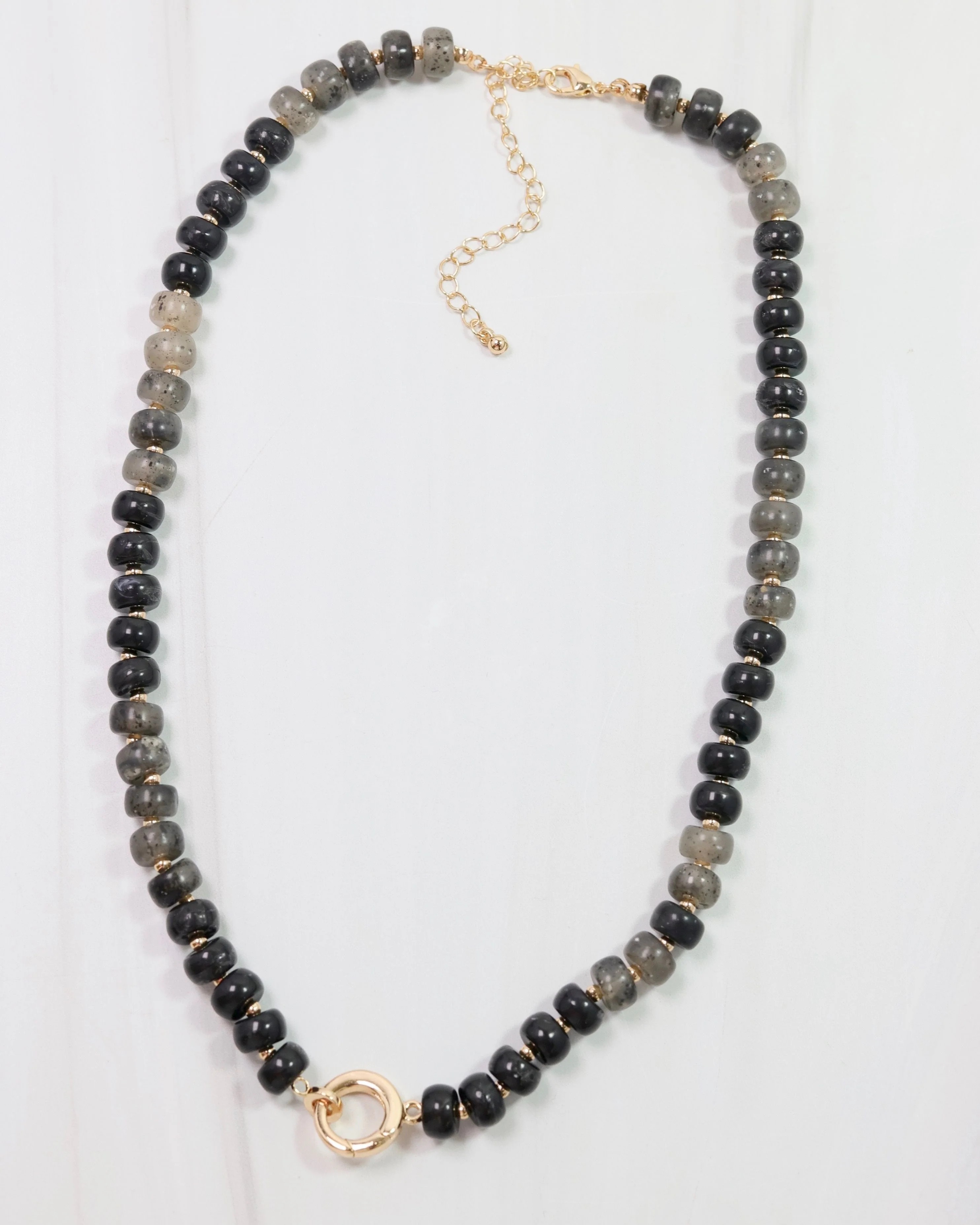 Tiara Beaded Toggle Necklace Black | Caroline Hill