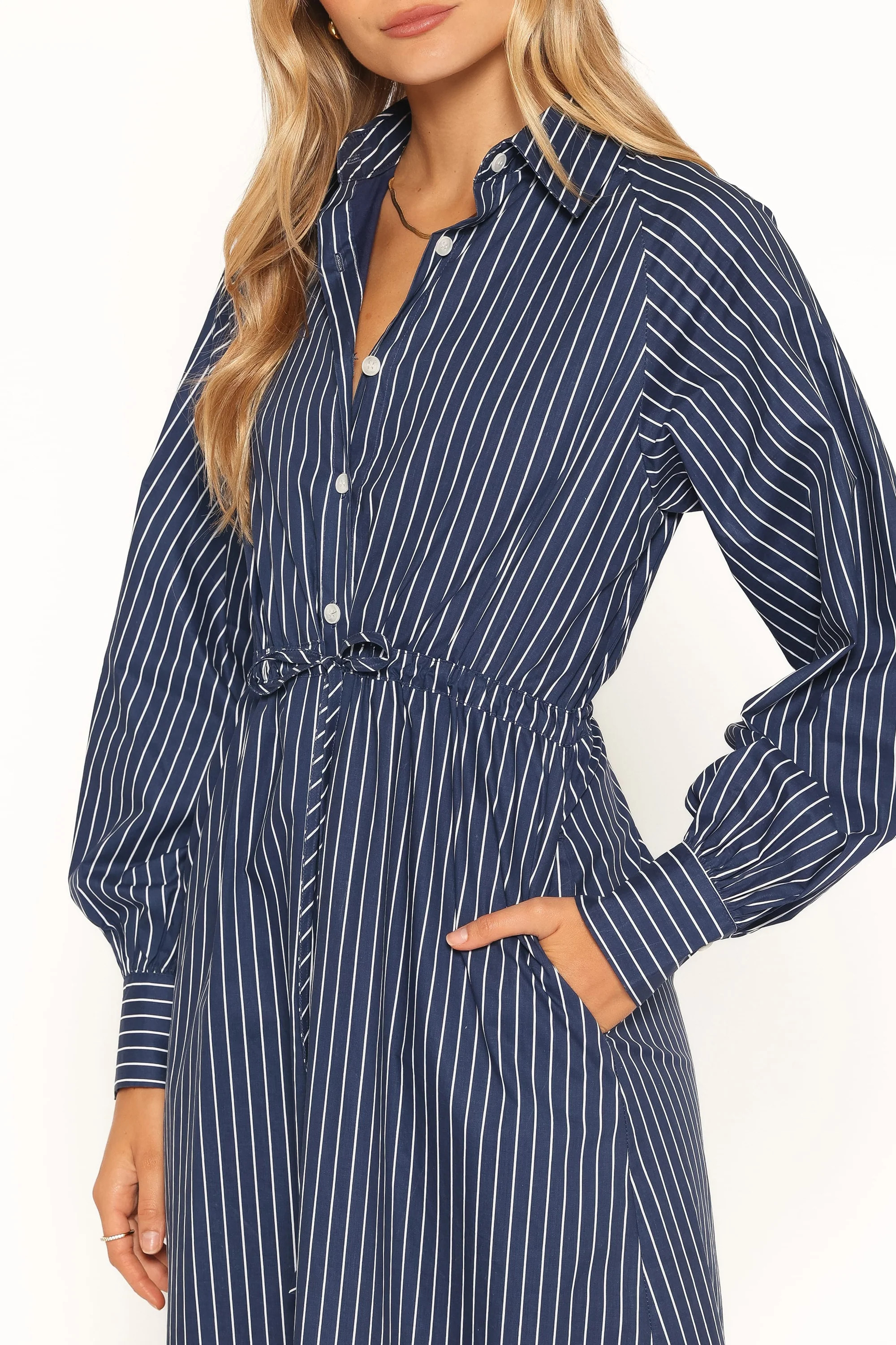 Hansel Long Sleeve Maxi Dress - Navy Stripe | Petal & Pup (US)