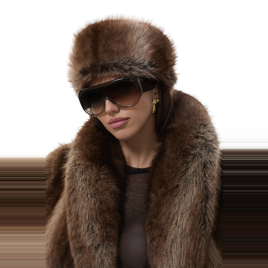 AFRM Fur Hat - Stripe Taupe | ShopAFRM