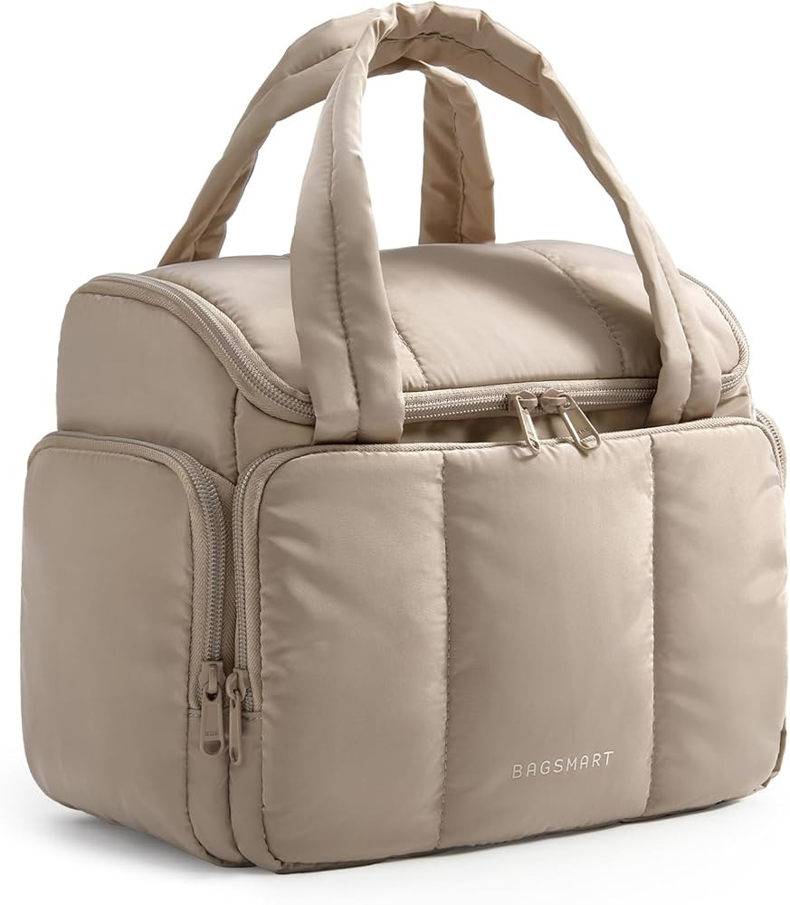 BAGSMART Toiletry Bag for Women with Dual-Padded Handles, Puffy Lightweight Makeup Bag for Makeup... | Amazon (US)