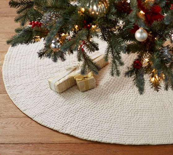 Channel Quilted Velvet Tree Skirt | Pottery Barn (US)