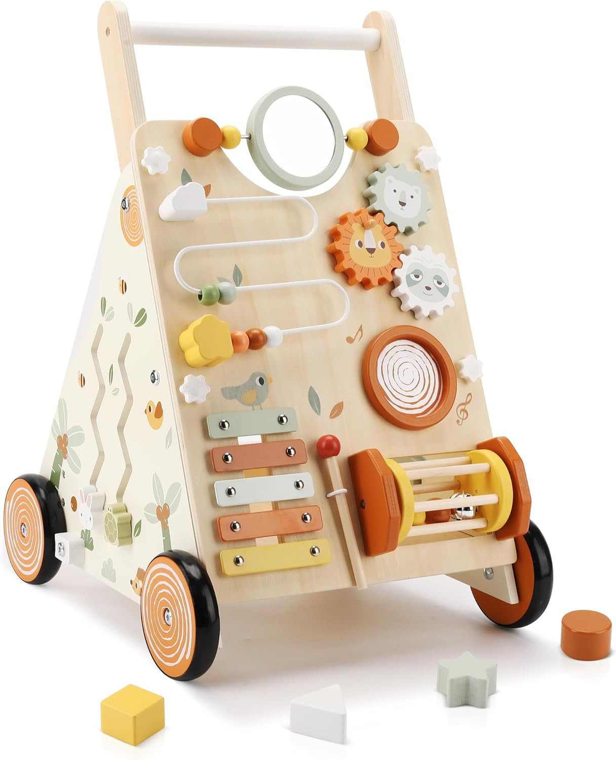 Wooden Baby Walker, Baby Push Walker with Activity Center for Girls Boys, Push Walker Toys for Ba... | Amazon (US)