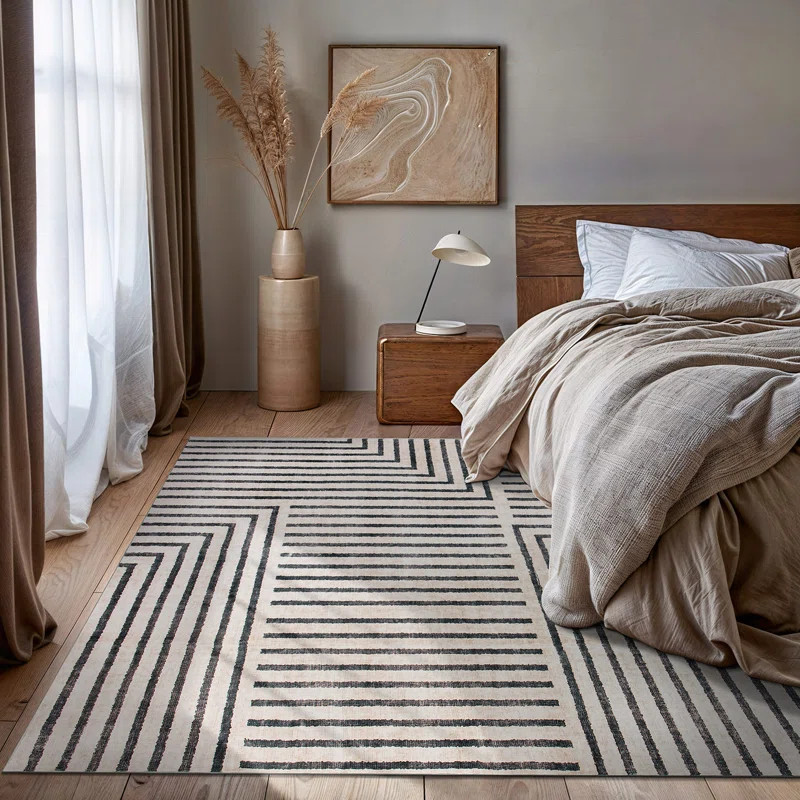 Distressed Bohemian Stripes Washable Non Slip Area Rug | Wayfair North America