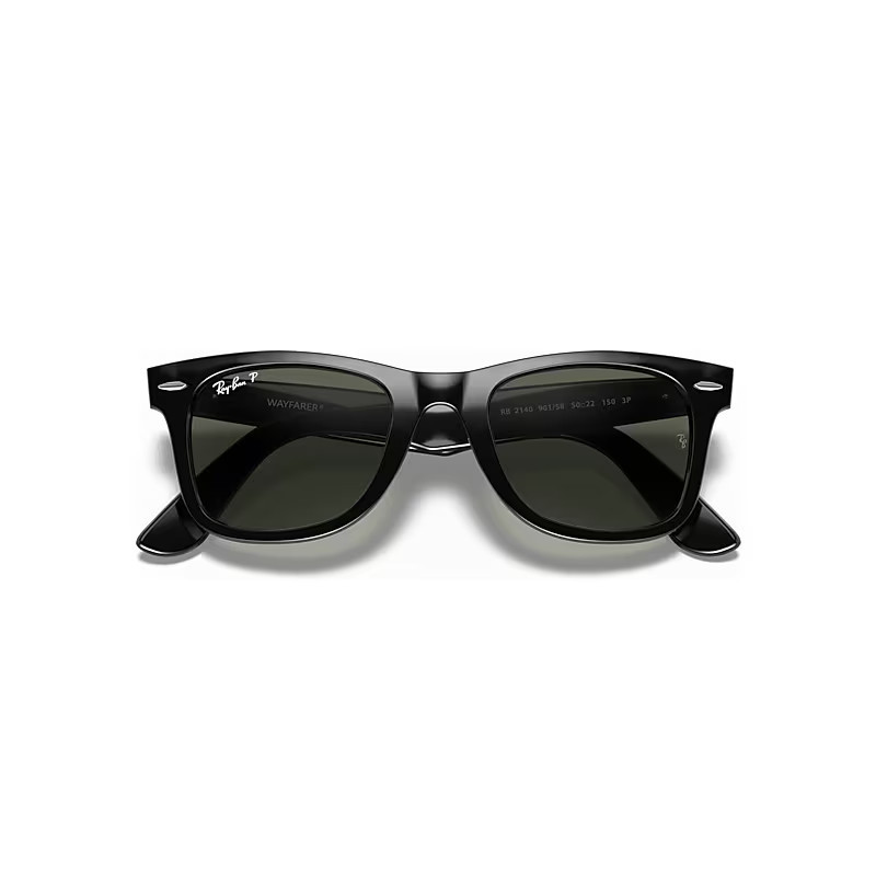 Ray-Ban Original Wayfarer Classic Sunglasses Black Frame Green Lenses Polarized 50-22 | Ray-Ban (US)