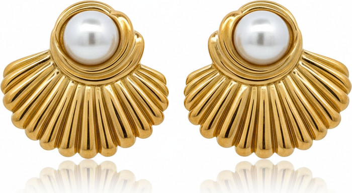 18K Yellow Gold Plated Crystal Pearl Shell Stud Earrings | Nordstrom