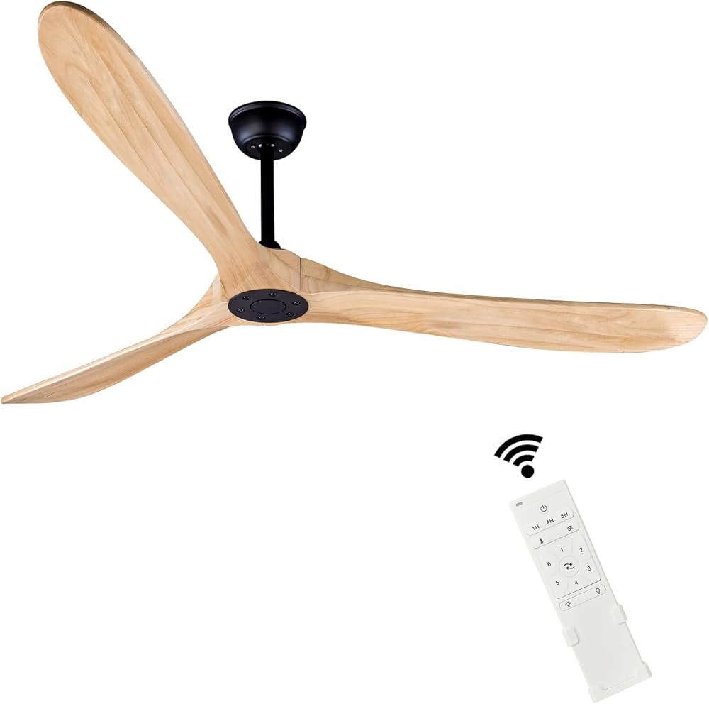 Bigzone 70" Wood Ceiling Fan With Remote Control, Energy Efficient Quiet DC Motor, 3 Wood Blades,... | Amazon (US)