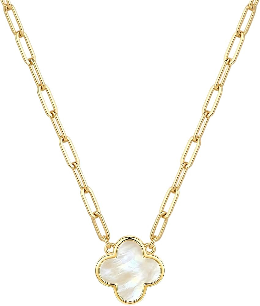 SHINYY 2 Side Clover Necklace for Women | 18K Gold Plated Four Leaf Lucky Pendant | 4 Leaf Jewelr... | Amazon (US)