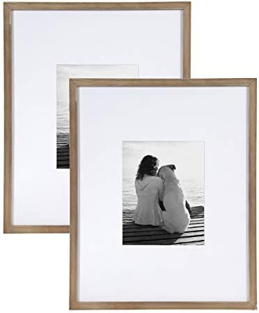 DesignOvation Gallery Wood Photo Frame Set for Customizable Wall Display, Rustic Brown 16x20 matt... | Amazon (US)