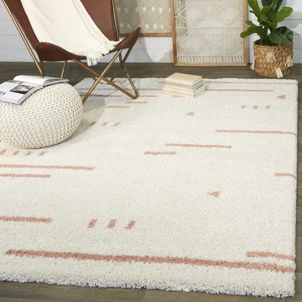 Geometric Area Rug in Cream/Pink | Wayfair North America