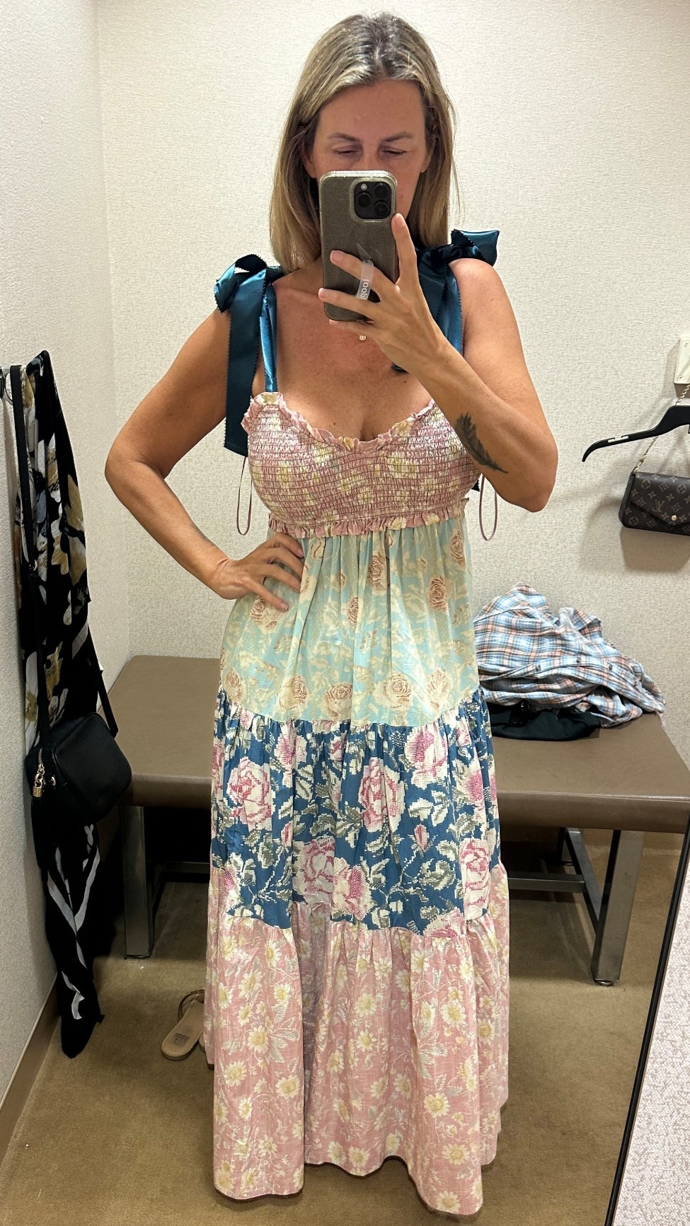 Gorgeous sale dress u found by free people love the bow ties, stretchy chest/bust area for us smeller framed but fuller busted ladies. Comes in two colors this was my fave. Love it for a baby shower, family photos, cruise, dinner, day trip, #dress #saledress #bohodress #over40 #curvy #busty #birthdaydress #virgoseason #wuiltes #coquette 

#LTKStyleTip #LTKFindsUnder100 #LTKOver40