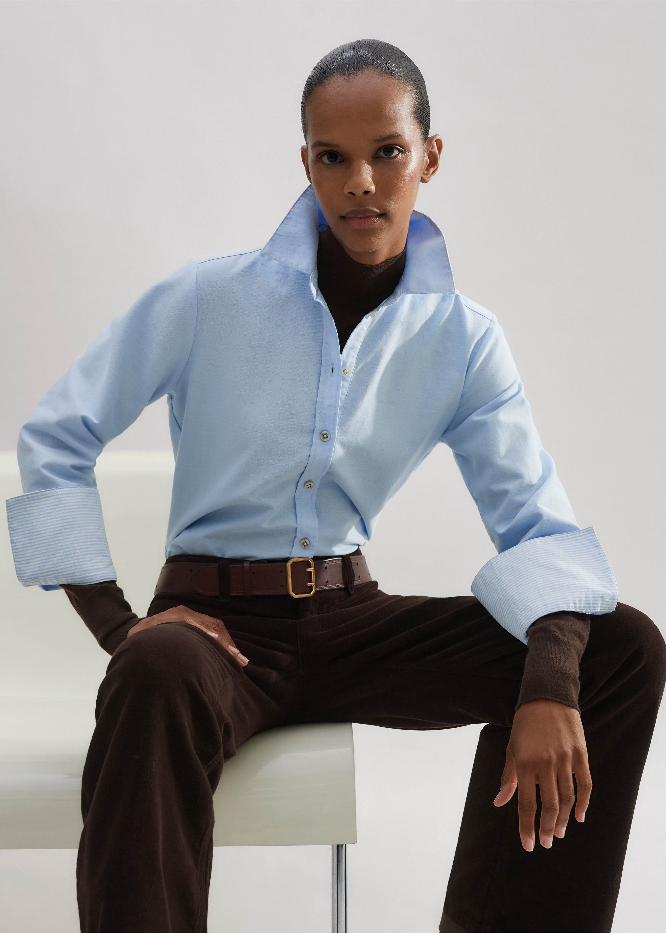 Women's Blue Cotton Oxford Lived-In Forever Shirt | ME+EM | ME+EM Global (Excluding US)