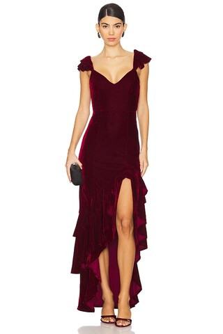 Tularosa Camille Velvet Gown in Deep Red from Revolve.com | Revolve Clothing (Global)