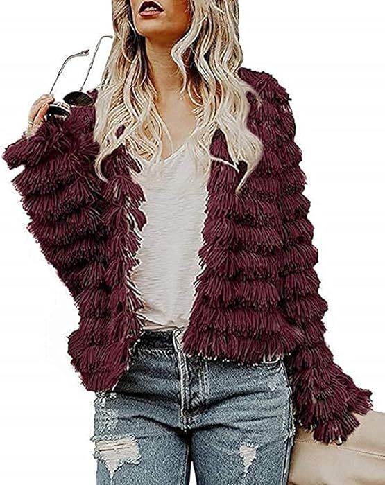 Inorin Womens Fall Open Front Cardigan Faux Fur Coat Vintage Parka Shaggy Jacket Warm Coat Tops | Amazon (US)