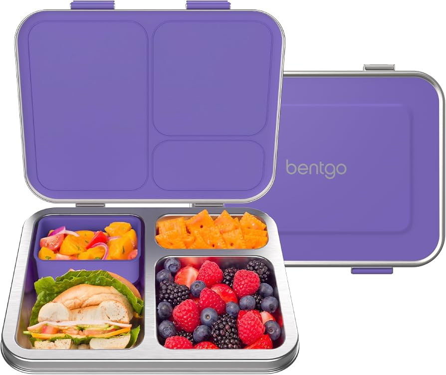 Bentgo Kids Stainless Steel Leak-Resistant Lunch Box - 3-Compartments with Bonus Silicone Contain... | Amazon (US)