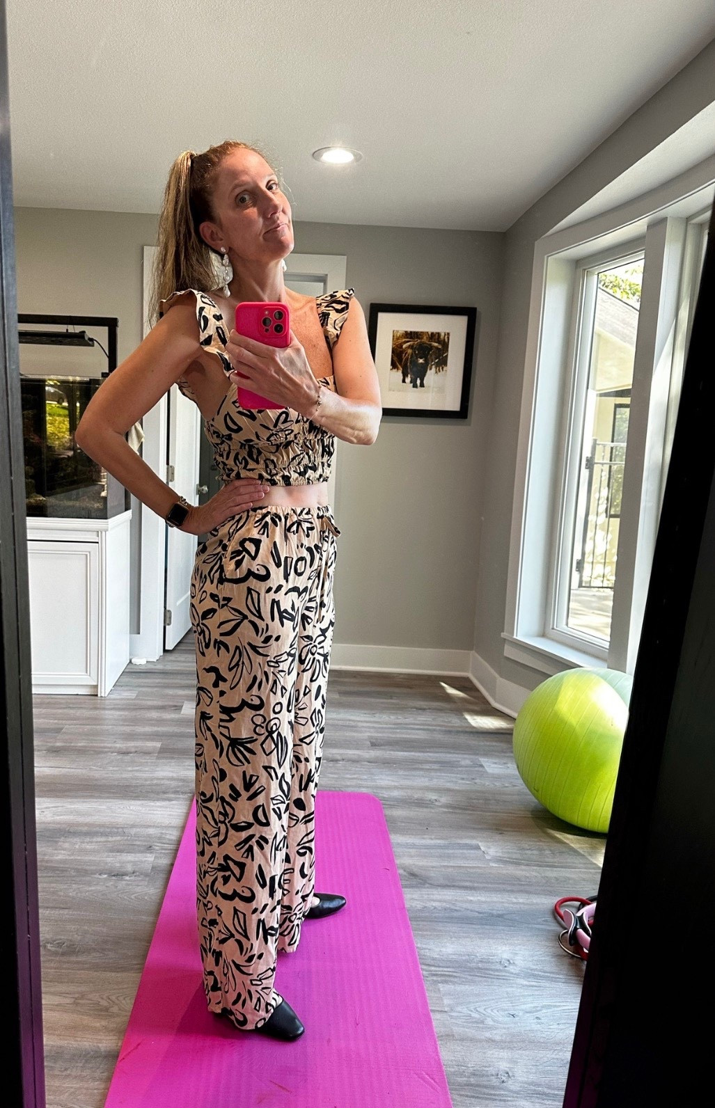 Set for summer. ☀️🍹 This ruffled duo is officially coming with me on every trip this year. Lightweight, flattering, and so fun to wear. Snag yours at the link in my bio! 💖 #SummerFashion #TropicalVibes #ShopTheLook

Two-piece set, matching set, abstract print, ruffled crop top, wide-leg pants, black and tan, resort wear, vacation outfit, summer fashion, effortless style, coordinated look, tropical aesthetic, LTK find, shop the look, feminine silhouette

#LTKTravel #LTKootd #LTKFindsUnder50