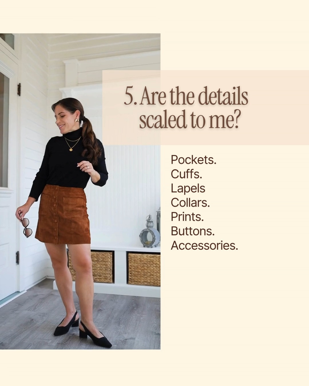Petite fit tip #5 - Are the details scaled to fit your frame? Whenever I shop, I look for pieces that are proportional to my smaller frame. This includes things like buttons, pockets, even accessories.

For instance, this @sezane suede mini skirt is not only a great length for those under 5'2, but it also has properly scaled pockets and covered buttons. Likewise, the Cambridge Satchel Company bag I'm carrying strikes a great balance. Not overwhelming my frame, while adding interest. It's old, so I'm linking current pieces that would achieve the same vibe.

fall outfits women | simple fall outfit | suede mini skirt | fall bags 

 #LTKgrwm #LTKSeasonal #LTKPetite