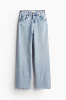 Wide Ultra High Jeans - Ultra high waist - Long - Light denim blue - Ladies | H&M US | H&M (US + CA)