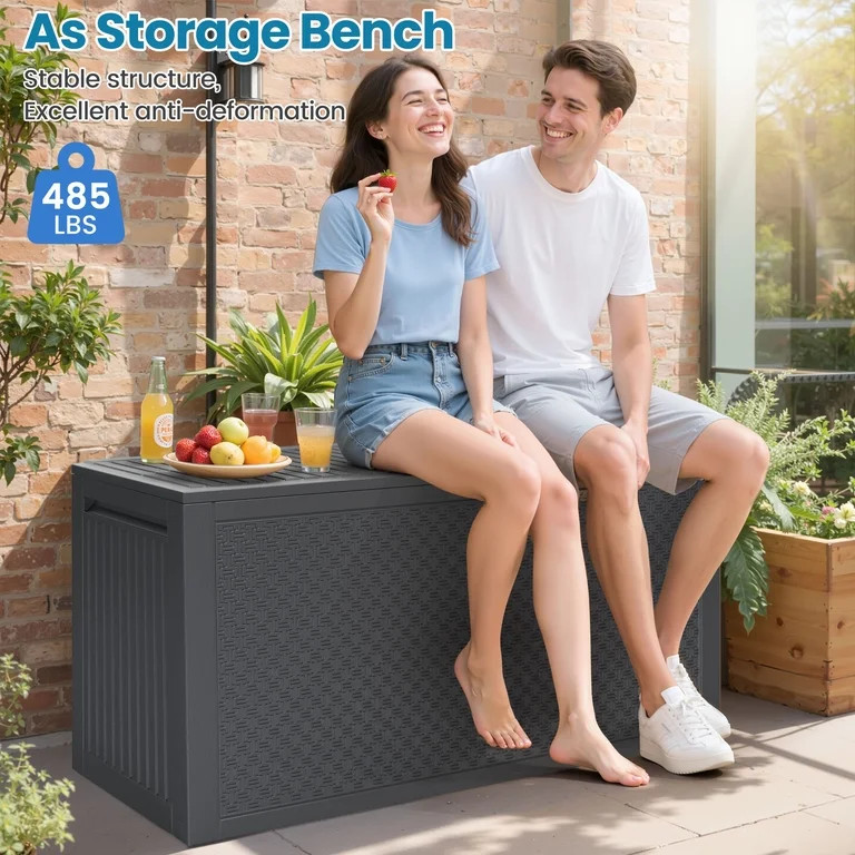 Clearance Outdoor Storage Box, 90GAL Deck Box Waterproof UV Resistant for Outside, 485LBS Resin S... | Walmart (US)