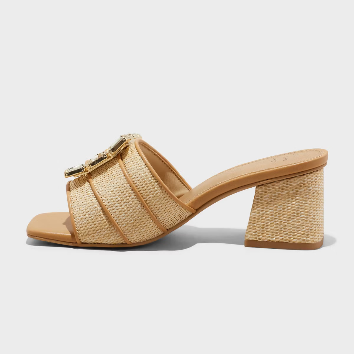 Women's Kathleen Raffia Buckle Block Heels - A New Day™ Beige | Target