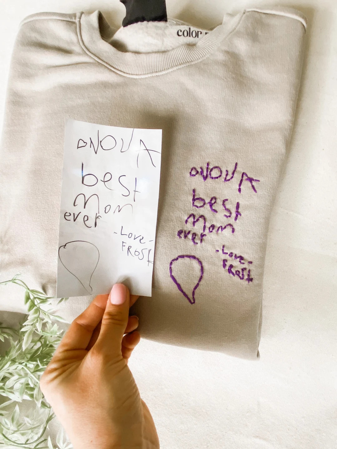 Personalized Hand Embroidered Sweatshirt, Kid Art Work Sweatshirt, Gift for Mom, Gift for Dad, Gi... | Etsy (US)