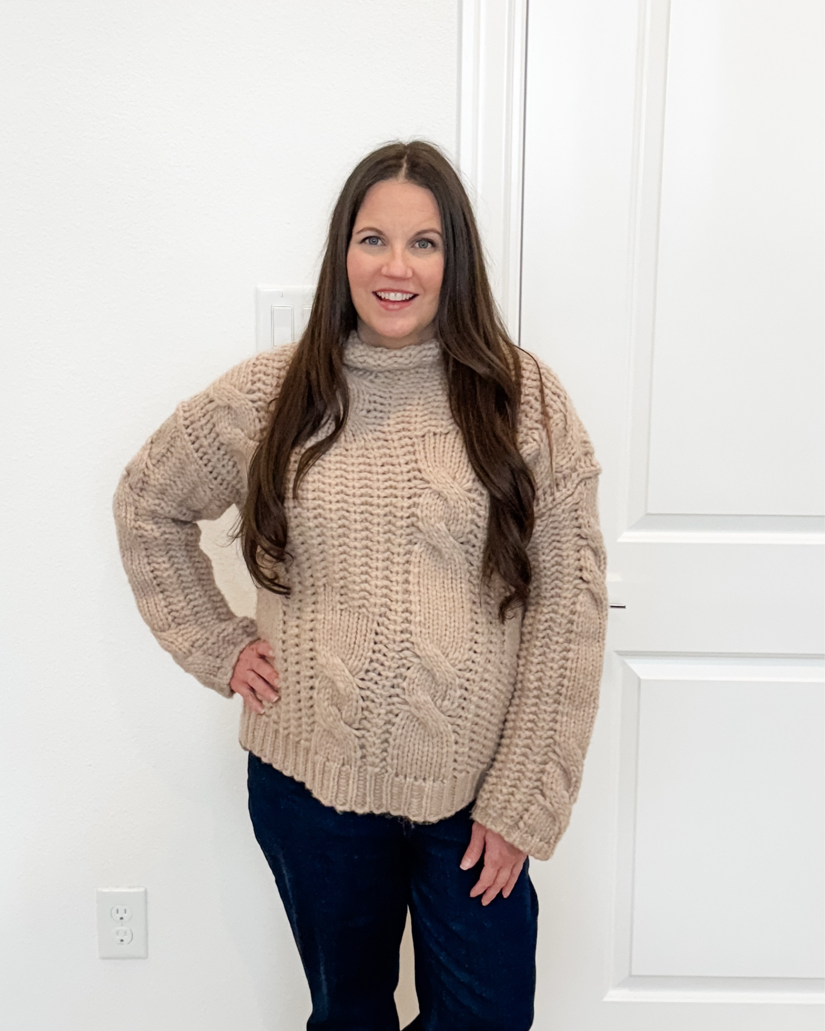 Elevated Everyday Look

If you’re searching for a wearable maternity outfit that still feels elevated, this winter outfit is it. The cozy mock-neck cable wool blend sweater adds warmth and texture, while the dark blue bootcut flared jeans give that polished look I love. Easily my pick for the best maternity jeans this season.
Styled with tan boots or light brown booties, this dressy casual outfit works for everyday wear and fits perfectly into my rotation of chic winter outfits women need.


#LTKSeasonal #LTKWorkwear #LTKBump