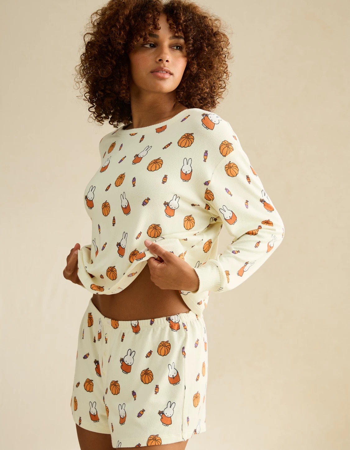 AE Luxe Plush Miffy Long Sleeve + Short PJ Set | American Eagle Outfitters (US & CA)