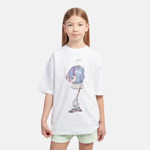 New Balance Kids' Tennis Girl Graphic T-Shirt White - White | Joe's New Balance Outlet