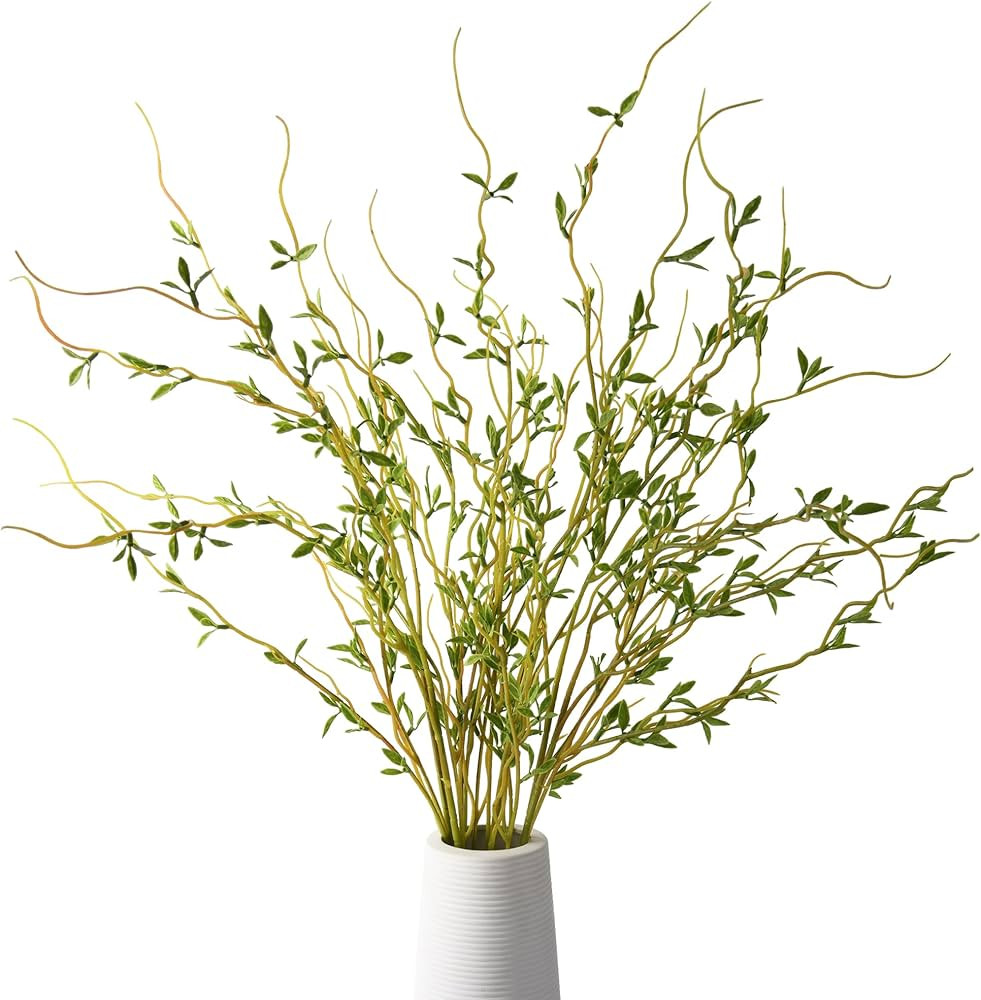 Faux Greenery Stems, Artificial Willow Branches for Vase, Real Touch Fake Green Leaves Branches 4... | Amazon (US)