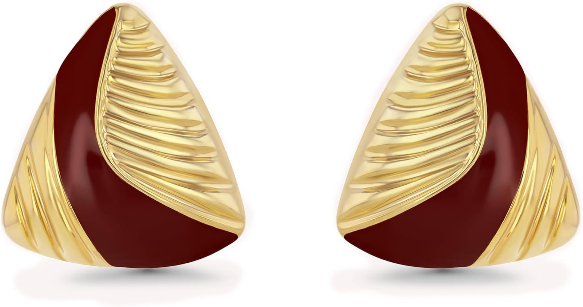 Gold Red Burgundy Enamel Triangle Stud Irregular Statement Earrings for Women, Bold Geometric Han... | Amazon (US)