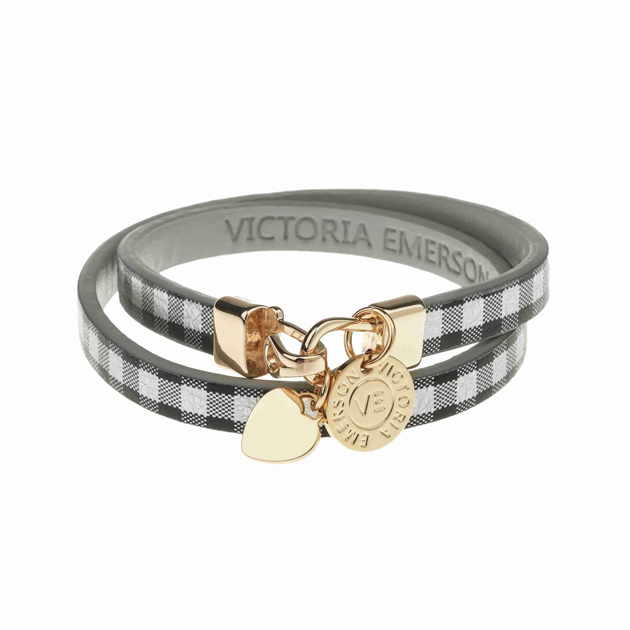 Black & White Plaid Heart Double Wrap | Victoria Emerson