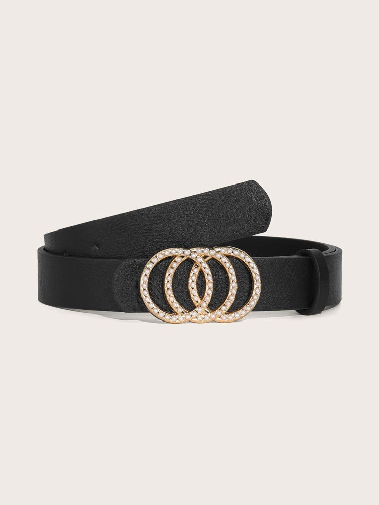 Rhinestone & Circle Decor Buckle Belt With Hole Punch | SHEIN