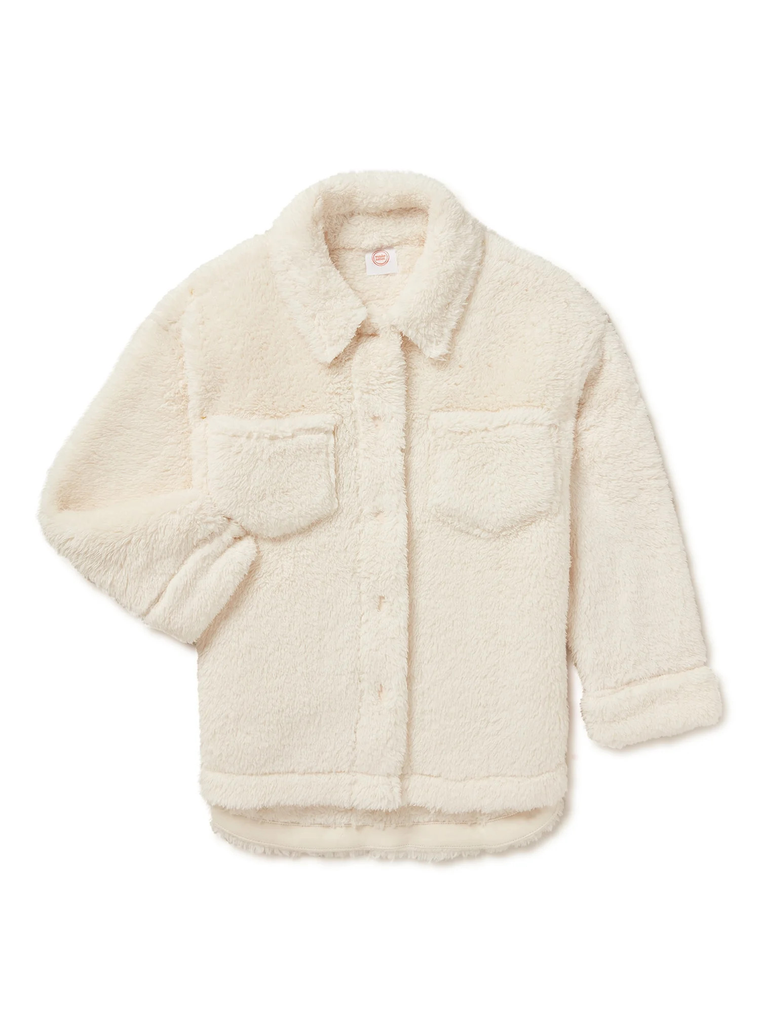 Wonder Nation Girls Faux Sherpa Shacket, Sizes 4-18 & Plus - Walmart.com | Walmart (US)