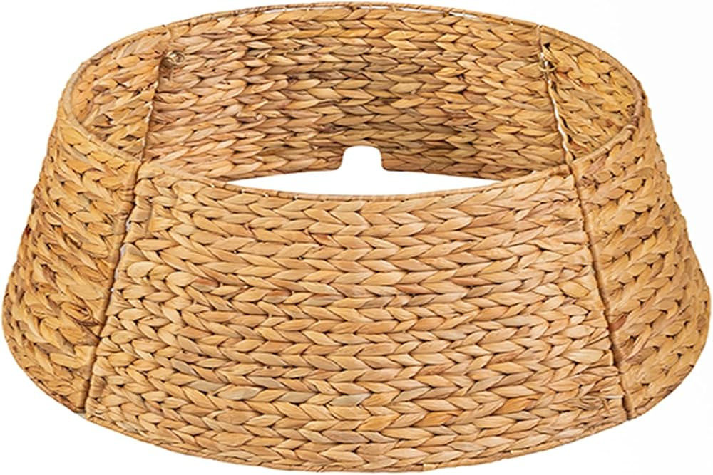 KOLWOVEN 42in Christmas Tree Collar, Christmas Tree Ring Adjustable Water Hyacinth Skirt, Christm... | Amazon (US)