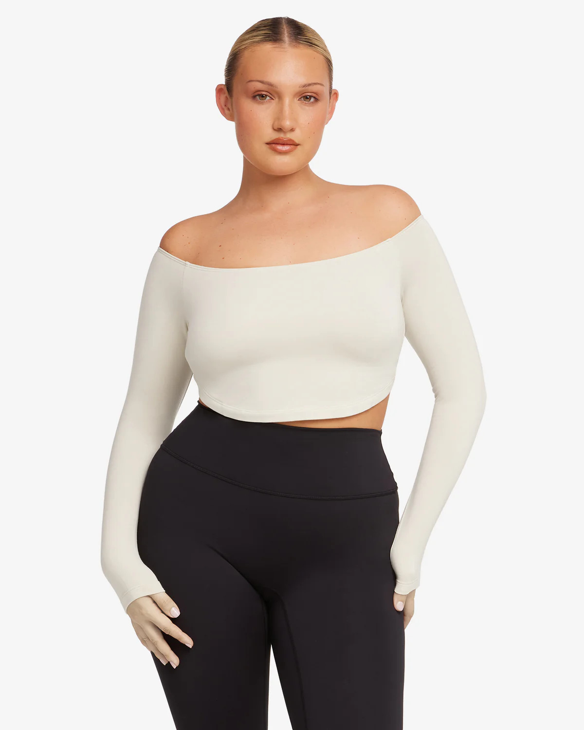 Open Back Long Sleeve Top | Oak | Crop Shop Boutique US