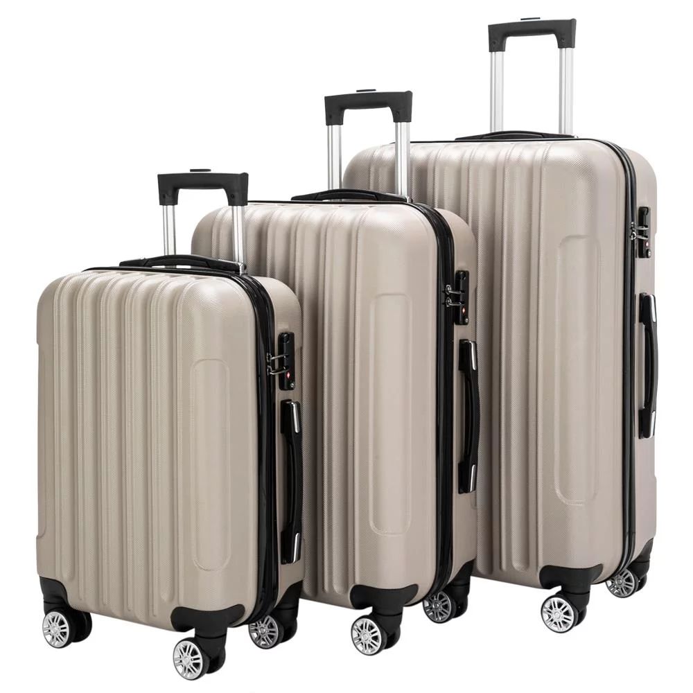 Zimtown 3 Piece Nested Spinner Suitcase Luggage Set With TSA Lock Champagne Gold - Walmart.com | Walmart (US)