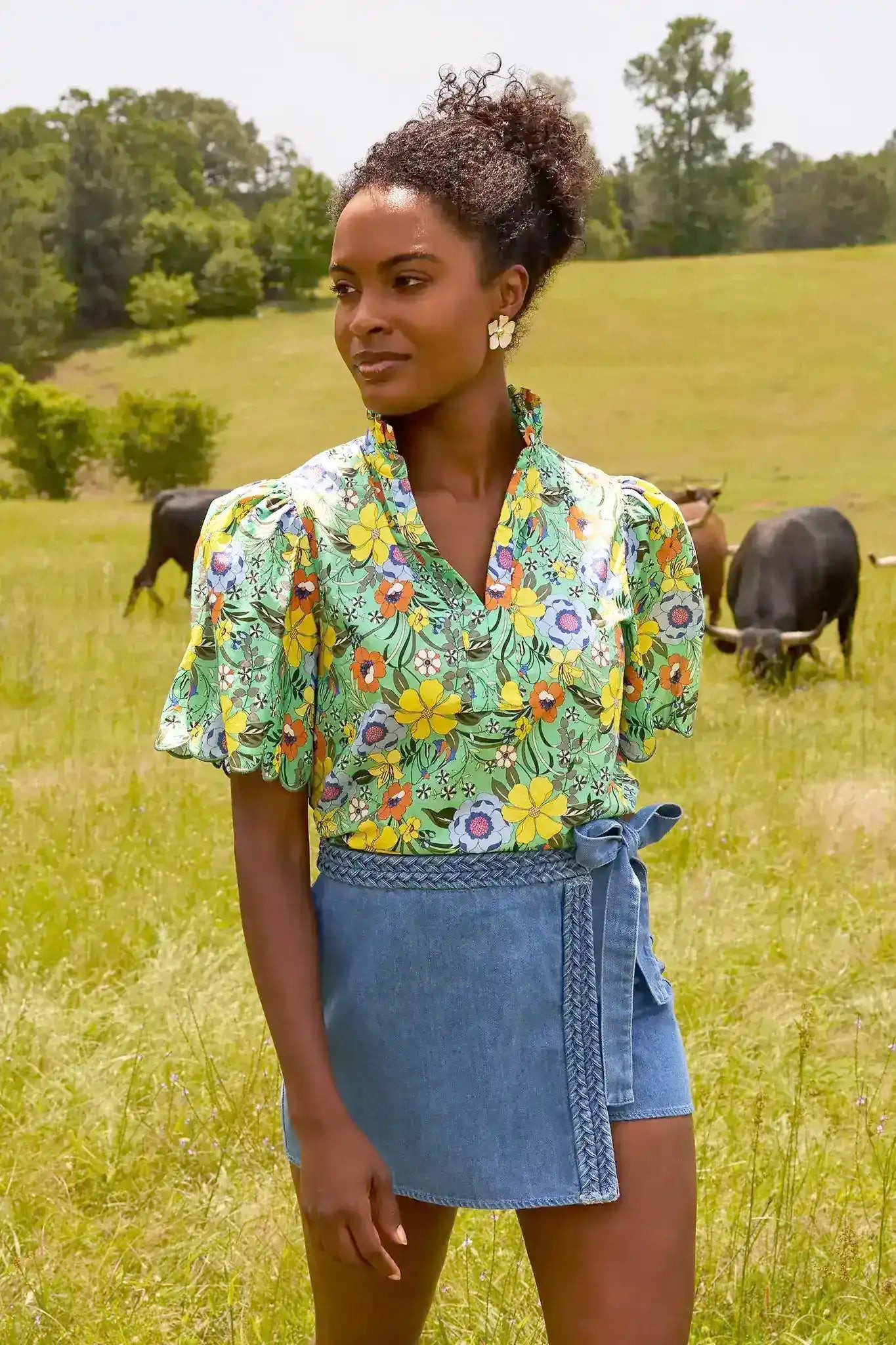 Vera Top- Green Multi | Avara