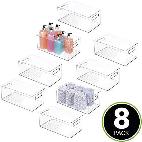 mDesign Deep Plastic Storage Bin Basket Tote with Handles for Organizing Cosmetics, Makeup Palett... | Amazon (US)