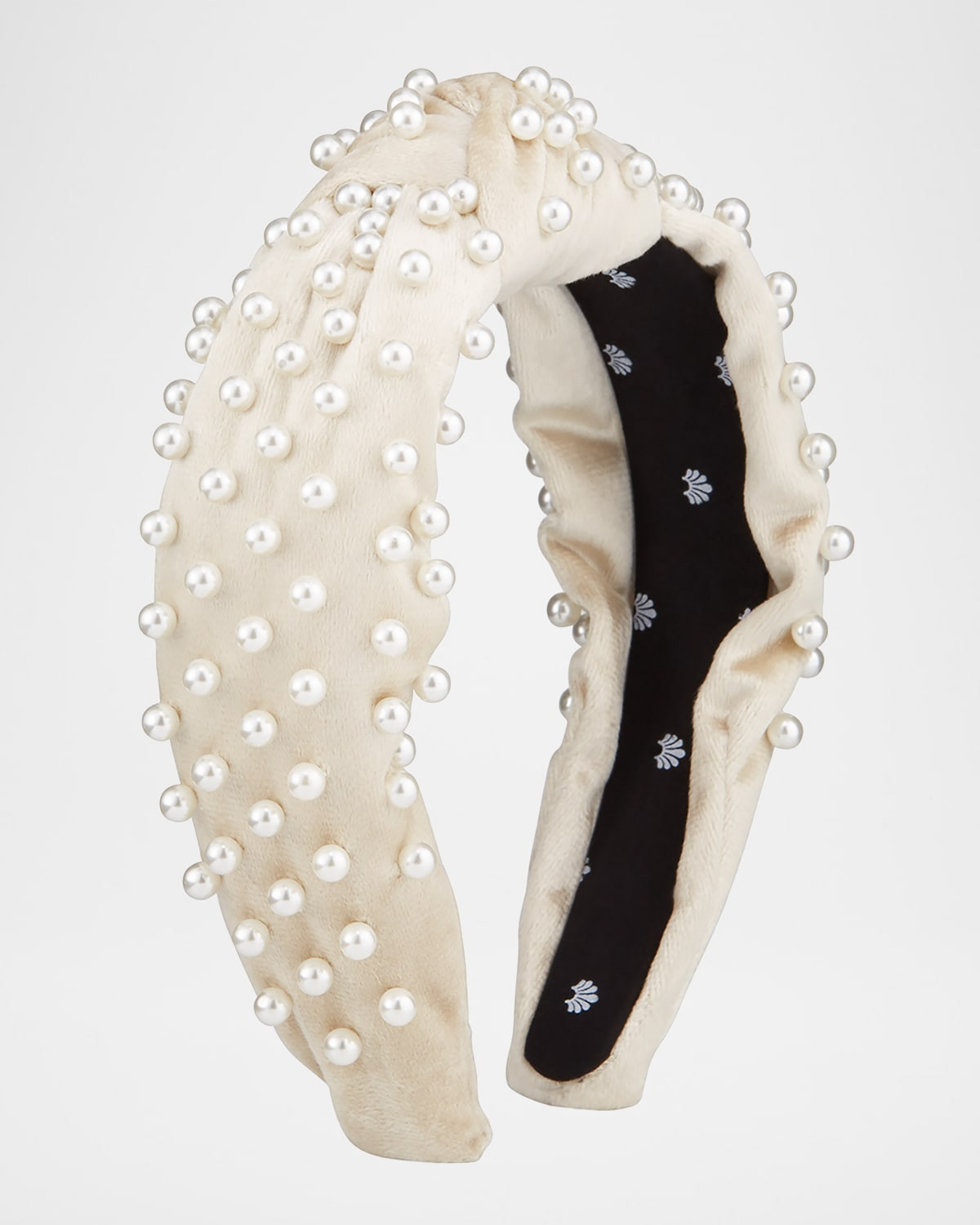 Faux Pearl Beaded Velvet Knotted Headband | Neiman Marcus