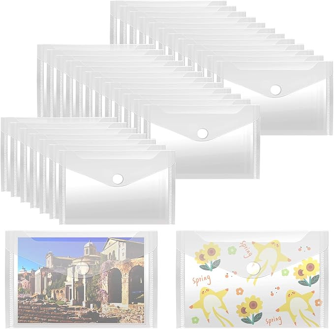 Vmiapxo 40 Pack Stamp and Die Storage Pockets, Reusable Small Plastic Envelopes Waterproof Sticke... | Amazon (US)
